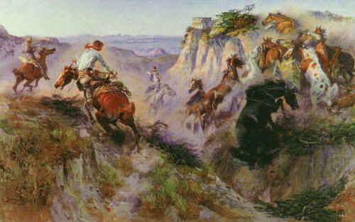 Charles M Russell The Wild Horse Hunters china oil painting image